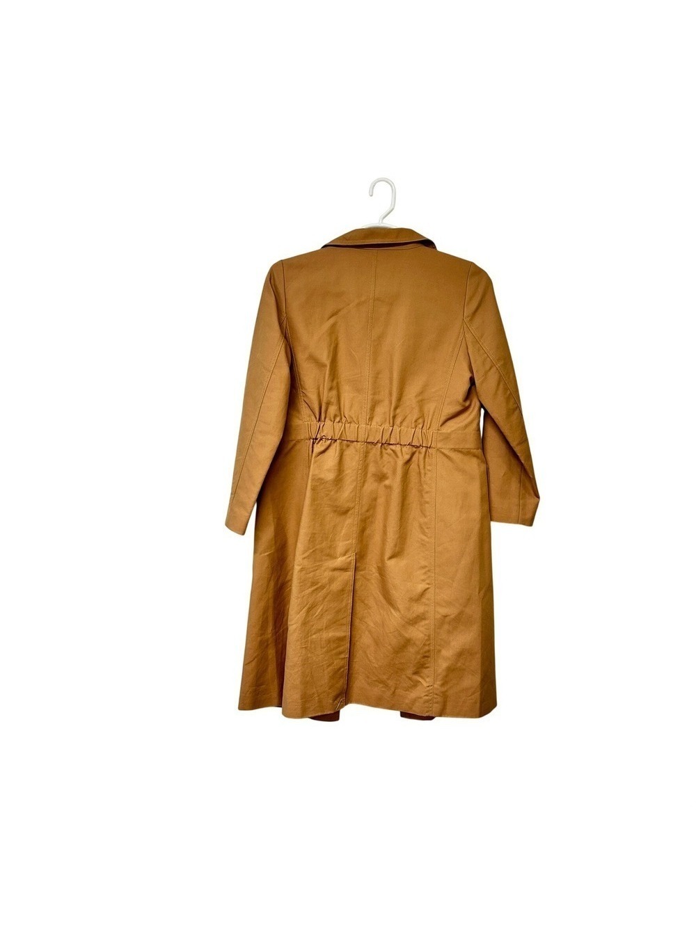LOFT Women's Camel Tan Cotton Drawstring Waist Trench Coat Petite Size MP - Picture 7 of 9
